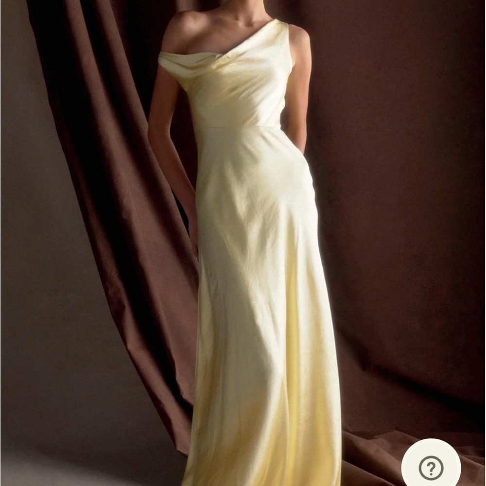Meshki One-Shoulder Ivory Yellow Evening Gown